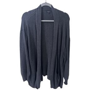 QUINCE 100% Organic Cotton Oversized Cardigan Charcoal Open Front Sweater, XL